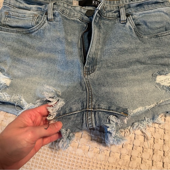 Kut from the Kloth high rise distressed denim short shorts, size 12 - Picture 5 of 5